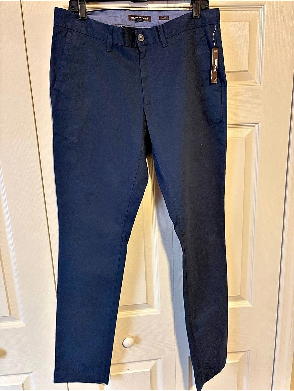 Michael Kors Slim Fit Stretch Pants Blue Waist 32